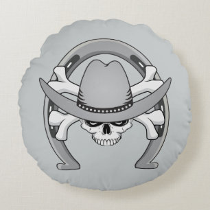 Cowboy Skull Hoefijzer Rond Kussen