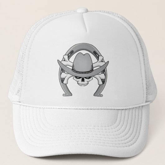 Cowboy Skull Hoefijzer Trucker Pet (Voorkant)