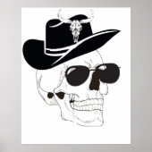 Cowboy Skull met zonnebril en Pet – Westerne Gothi Poster (Voorkant)