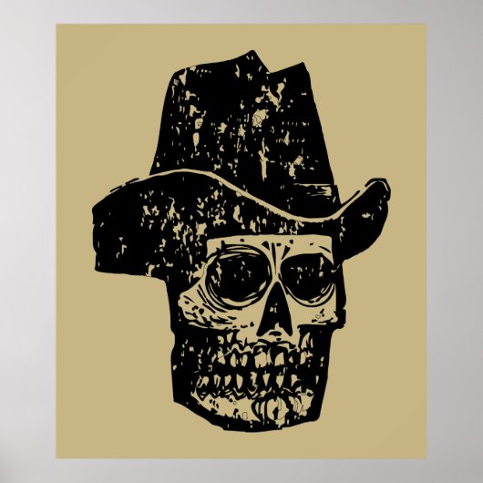 Cowboy Skull Print met Oud Western Pet (Voorkant)