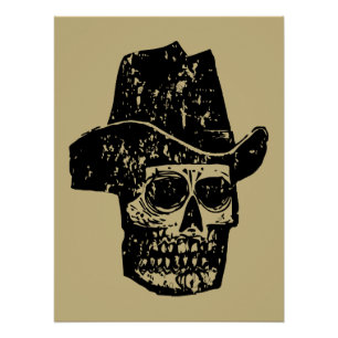  Cowboy Skull Print met Oud Western Pet Perfect Poster