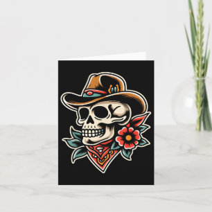 Cowboy Skull Traditioneel Tattoo Artiest Inked Sku Kaart