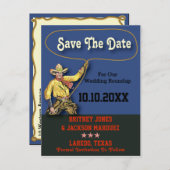  cowboy slaat de datum op aankondigingskaart (Voorkant / Achterkant)