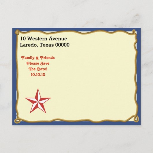  cowboy slaat de datum op aankondigingskaart (Achterkant)