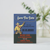  cowboy slaat de datum op aankondigingskaart (Staand voorkant)