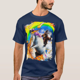 Cowboy Sloth on Rainbow Fire Unicor T-shirt