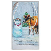 Cowboy Sneeuwman & Koe Kerstmis Klein Cadeauzakje (Achterkant)