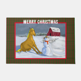 Cowboy sneeuwman & paard deurmat