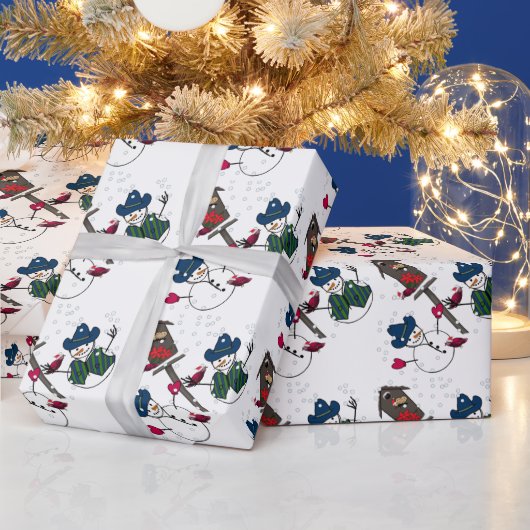 Cowboy Sneeuwmannen Kerstmis Cadeaupapier (Feestdagen)