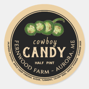 Cowboy Snoep gekonfijte Jalapeno Pepper Spicy Jell Ronde Sticker