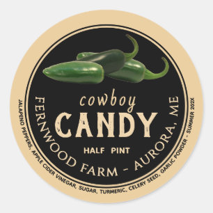 Cowboy Snoep gekonfijte Jalapeno Pepper Spicy Jell Ronde Sticker