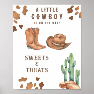 Cowboy snoepjes en traktaties baby shower poster