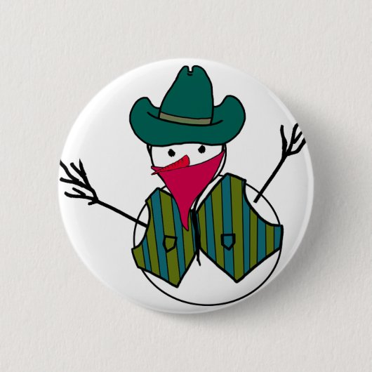 Cowboy Snowman Bandit Ronde Button 5,7 Cm (Voorkant)