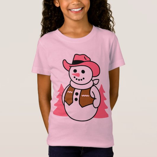 Cowboy Snowman Christmas Design – Western Holiday  T-shirt (Voorkant)