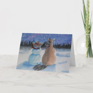 Cowboy Snowman en Horse Kerstmis Feestdagen Kaart