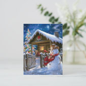 Cowboy Snowman Feestdagenkaart (Staand voorkant)