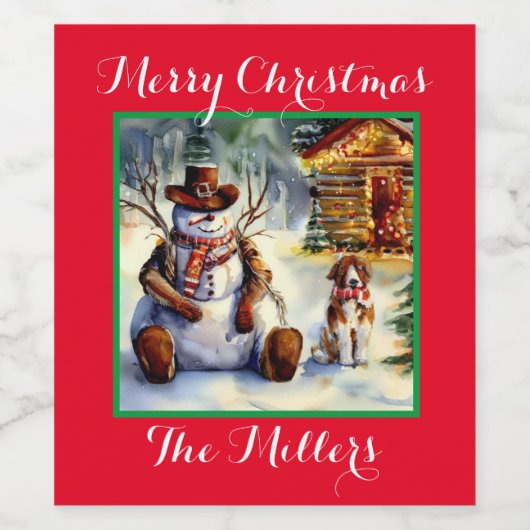 Cowboy Snowman Fles Eten en Drinken Etiket Set (Enkel label)