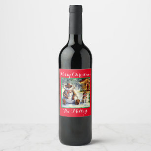Cowboy Snowman Fles Eten en Drinken Etiket Set