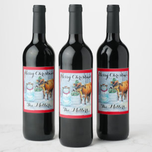 Cowboy Snowman Fles Eten en Drinken Etiket Set