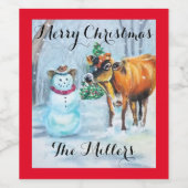 Cowboy Snowman Fles Eten en Drinken Etiket Set (Enkel label)