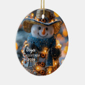 Cowboy Snowman gepersonaliseerd Ornament (Rechts)