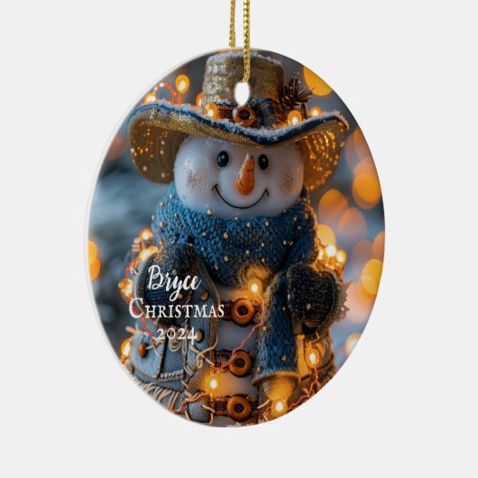 Cowboy Snowman gepersonaliseerd Ornament (Rechts)