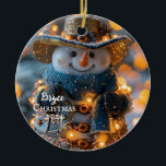 Cowboy Snowman gepersonaliseerd Ornament<br><div class="desc">Personaliseer het schattige Cowboy sneeuwpop ornament met de naam en het kerstjaar van uw keuze.</div>