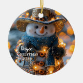 Cowboy Snowman gepersonaliseerd Ornament (Voorkant)