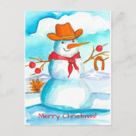 Cowboy Snowman Hoefijzer Vrolijk Kerstfeest Feestdagenkaart