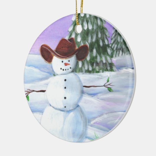 Cowboy Snowman Keramisch Ornament (Links)