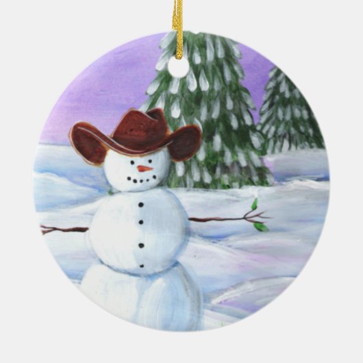 Cowboy Snowman Keramisch Ornament (Achterkant)