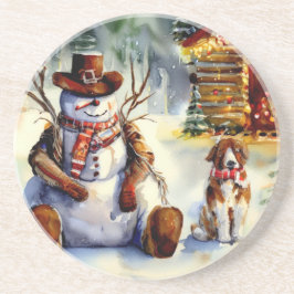 Cowboy Snowman Kerst Onderzetter