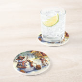 Cowboy Snowman Kerst Onderzetter (Zijkant)