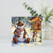 Cowboy Snowman Kerstfeest Kaart (Staand voorkant)