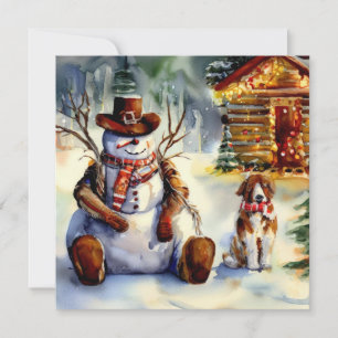 Cowboy Snowman Kerstfeest Kaart