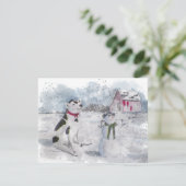 Cowboy Snowman Kerstuitnodiging Kaart (Staand voorkant)