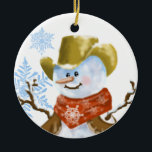 Cowboy Snowman Kerstversiering Keramisch Ornament<br><div class="desc">Geïnspireerd door mijn vader die een echte cowboy was. Digitaal gemaakt door Deborah Miller.</div>