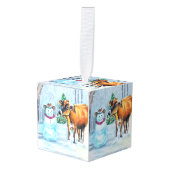 Cowboy Snowman & Koe Boerderij Kerst Decoratie (Voorkant hoekig)