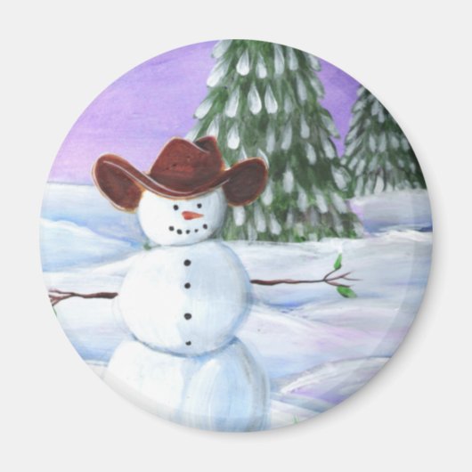 Cowboy Snowman Magneet (Voorkant)