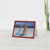 Cowboy Snowman met paardenkerstfeestdag Feestdagen Kaart (Voorkant)