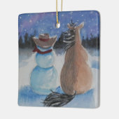 Cowboy Snowman met paardenkerstfeestdag Keramisch Ornament (Links)