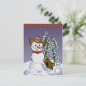 Cowboy Snowman met Red Bandana Briefkaart (Staand voorkant)