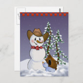 Cowboy Snowman met Red Bandana Briefkaart (Voorkant / Achterkant)