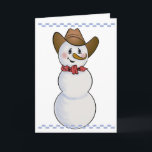 Cowboy Snowman met Red Bandana Feestdagen Kaart<br><div class="desc">Ik speelde met mijn Cowboy Snowman om deze nieuwe editie te creëer met een rode banaan,  gecontroleerde grens en schattige blauwe vogel</div>