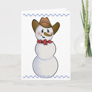 Cowboy Snowman met Red Bandana Feestdagen Kaart