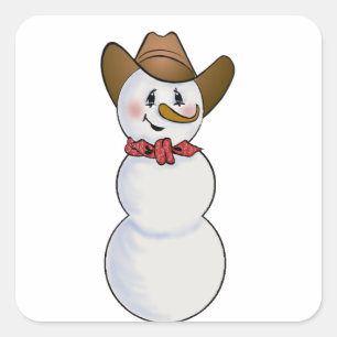 Cowboy Snowman met Red Bandana Vierkante Sticker