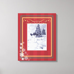 Cowboy Snowman Mosiac Wrapped Canvas Afdruk