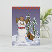 Cowboy Snowman New Years Eve Party Kaart (Staand voorkant)