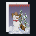 Cowboy Snowman New Years Eve Party Kaart<br><div class="desc">Ik speelde met mijn Cowboy Snowman om deze nieuwe editie te creëer met een rode banaan en een schattige blauwe vogel. Kunst van Deborah Miller,  kunstenaar uit Missouri</div>
