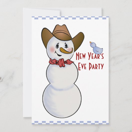 Cowboy Snowman New Years Eve Party Kaart (Voorkant)